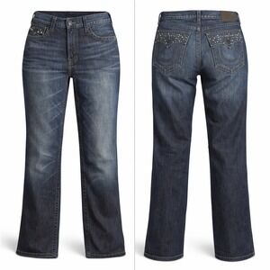 True Religion Ricky STUDDED FLAP POCKETS Jeans Men's 36/25 Dark Wash  WHISKERING